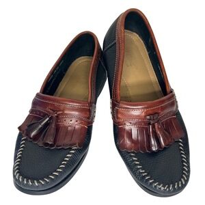 GH Bass Weejuns Mens Black Leather Tassel Kiltie Loafers Dress Shoes Size 9 D‎